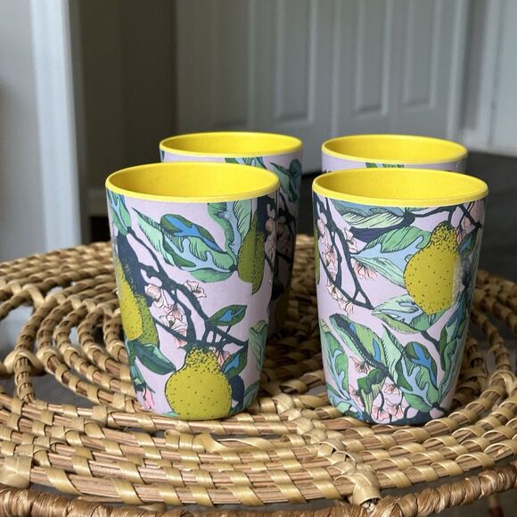 Anthropologie Alexandra Farmer The Flock Melamine Tumbler Cups - Set Of 4 - Picture 1 of 6